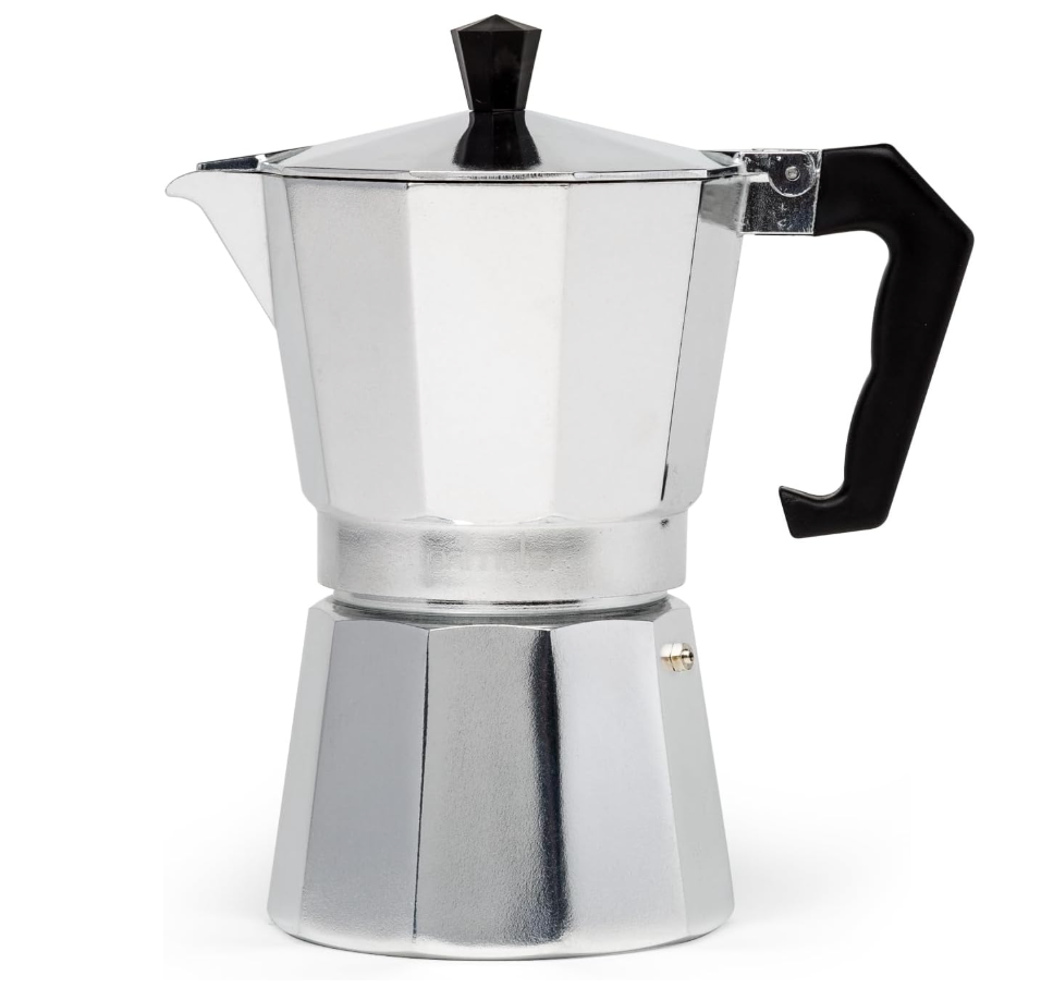 Primula Classic Stovetop Espresso and Coffee Maker, Moka Pot for Italian and Cuban Café Brewing, Greca Coffee Maker, Cafeteras, 6 Espresso Cups, Silver