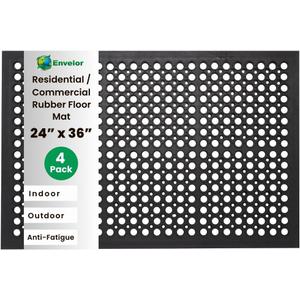 Envelor Anti Fatigue Mat 4 Pack Rubber Floor Mats Door Mat Non Slip Drainage Mat for Entryway, Kitchen, Restaurant, Garage, Heavy Duty Use Doormat, Commercial Floor Mat Industrial 24 x 36 Inches