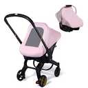 Baby Car Seat Cover, Original Carseat Covers with Adjustable Breathable Mesh Window & Pocket, Stretchy Infant Car Seat Canopy for Girls Boys, Kick-Proof Stroller Cover for Summer