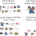 Farm Animal Birthday Party Decorations with Blue Truck (42 Pieces) Birthday Party Banner Cake Topper Cupcake Toppers and Hanging Swirls