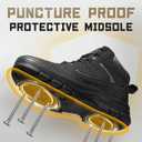 Furuian Steel Toe Boots for Men Women Comfortable Lightweight Work Boots for Men Slip Resistant High Top Steel Toe Safety Shoes Puncture Proof Indestructible Construction Shoes (Black, Size 10)