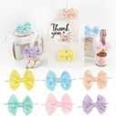 AIMUDI Pastel Bows 3.5" Satin Bows with Twist Ties 6 Colors Pastel Bow for Gift Wrapping Crafts Treat Bags Candy Cake Pop Premade Bow for Easter Day Baby Shower Birthday Spring Decoration, 60 PCs