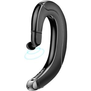 Ear Hook Bluetooth Headphone V5.0 with Mic, Painless Single Ear Wireless Headset 5 Hrs Playtime for Android Phones/iPhone X/8/7/6, Lightweight Non Bone Conduction Headphone with Ear Plug, Black