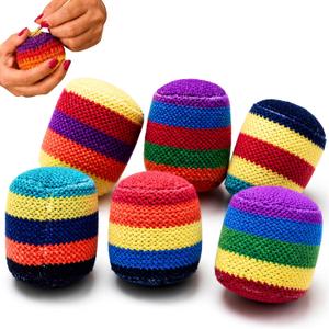 2 x Footbag Sacks Set for Kids & Adults New 2026 Upgraded Knitted Kick Crochet Sack Dirtbag Style Foot Dirth Bags Soft Juggling Balls for Outdoor Indoor Practice Group Bulk - 6 PCS