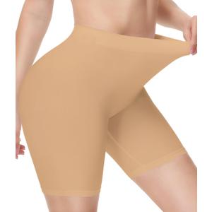 4 x Yeblues Women 3 Pack Seamless Slip Shorts for Under Dress Smooth Boyshorts for Yoga/Bike/Workout Shapewear Shorts (1 Pc-beige)