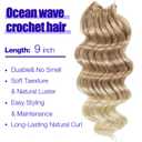 Blonde Ocean Wave Crochet Hair 9 Inch Curly Braiding Ocean Wave Hair 7 Packs Deep Wave Short Wavy Crochet Braids Synthetic Hair Extensions for Women (9Inch (Pack of 7), T27/613)