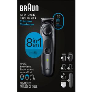 Braun All-in-One Style Kit Series 5 5471, 8-in-1 Trimmer for Men with Beard Trimmer, Body Trimmer for Manscaping, Hair Clippers & More, Ultra-Sharp Blade, 40 Length Settings, Waterproof (Black)