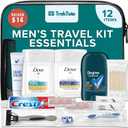 TrekTote 12 Piece Men’s Travel Toiletry Kit TSA Approved Travel Size Toiletries Set Hygiene Kit with Toothbrush Toothpaste Deodorant Razor Shampoo Conditioner