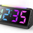 Netzu Super Loud Alarm Clocks for Heavy Sleepers, Digital Alarm Clocks for Bedrooms with RGB Night Light, Rainbow Time, Dual Alarm, Snooze, Plug-in (Black)