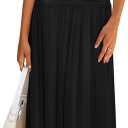 MASCOMODA Women Off The Shoulder Mesh Maxi Dress Bodycon Ruched Formal Sleeveless Pleated Cocktail Wedding Guest Long Dresses(Black, X-Large)