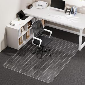 Office Chair Mat for Carpet, 36" x 48" Clear Desk Chair Mat with Lip, Heavy Duty Plastic Floor Protector for Low Pile Carpet, Smooth Easy Glide Under Desk for Office or Home