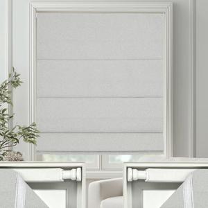 Changshade No Drill Roman Shades Cordless Blinds Blackout for Indoor Windows, Room Darkening Black Out Tension Rod No Hardware No Tools Inside Mount, Shade Size 34 Inch Wide 64 Inch High, Off White