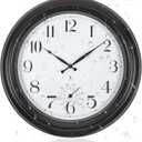 Atomic Outdoor Wall Clock 18 Inch Sealed Outdoor Waterproof Clock with Temperature, Auto-Set Time, Easy to Read - Large Patio, Pool Clock for Outside, Backyard, Garden (Dark Brown)