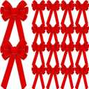 Lenwen 18 Pcs Large Red Christmas Velvet Bows Outdoor Big Christmas Tree Wreath Decorative Garland Red Velvet Bows for Gifts Indoor Outdoor Holiday Parties Xmas Decorations (26 x 12 Inch)