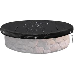 57 Inch Firepit Cover Round for Built-In Stone Fire Pit - Outdoor In-Ground Firepits Covers Accessories (Black)