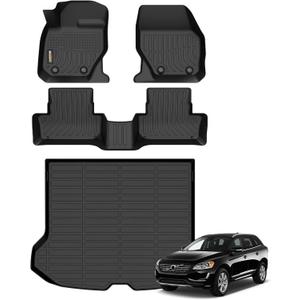 Binmotor-All Weather Car Floor Mats & Cargo Liner for Volvo XC60 2010-2017, TPE Liners Cargo Trunk Mat for Volvo XC60 Accessories