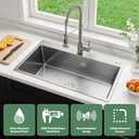 24-inch Single Bowl Kitchen Sink, Drop-in/Top-Mount Stainless Steel with Nano Coating, Includes Drain Kit & Fruit Basket, 24"x18"x8"
