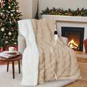 Electric Blanket Throw - Soft Checked Flannel with 6 Heating Levels, 4 Hours Auto-Off, Fast Heating, ETL & FCC Certified, 50"x60", Overheating Protection, Cozy Heated Blanket ThrowKhaki