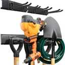 TIDYME Garage Tool Organizer Wall Mount - 32 inches - Sturdy Storage Rack with Adjustable Hooks, Anti-Rust - Easy Installation, 200lbs Capacity - Garden Tool Organizer (02 Racks & 04 Hooks) (Black)