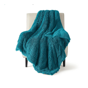 Bedsure Fuzzy Sherpa Faux Fur Twin Blanket Teal Cozy Gifts for Women Men, Soft Fleece Plush Warm Minky Thick Blanket Twin Size for Bed, Couch, Room Decor Dorm Essentials Teal Decor Gifts, 60x80