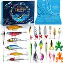 Fishing Advent Calendar 2025, Fishing Lure Set - 24 Days of Christmas Countdown Calendar, for Fishing Lovers, Christmas Gifts for Dad Men & Stocking Stuffers for Men