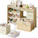 EXPERLAM Toy Storage Organizer for Kids, 9-Bin Toy Organizer with 2-Drawers, Movable Toy Chest and Top Rack, Multifunctional Kids Bookshelf and Toy Storage for Playroom, Bedroom, Nursery, White