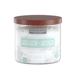 Essential Elements Garden Greens & Wildflowers 3-Wick 14.75oz Jar Candle