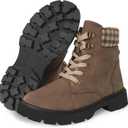 CHINMOON Women's Waterproof Backpacking Boots Non Slip Ankle Hiking Casual Shoes (7, Deep Khaki)