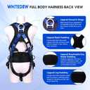 Fall Protection Premium Safety Harness with Shock Absorbing Lanyard, Vented & Padded Shoulder, Legs & Back - Upgrade 4 Quick Buckles (Blue)