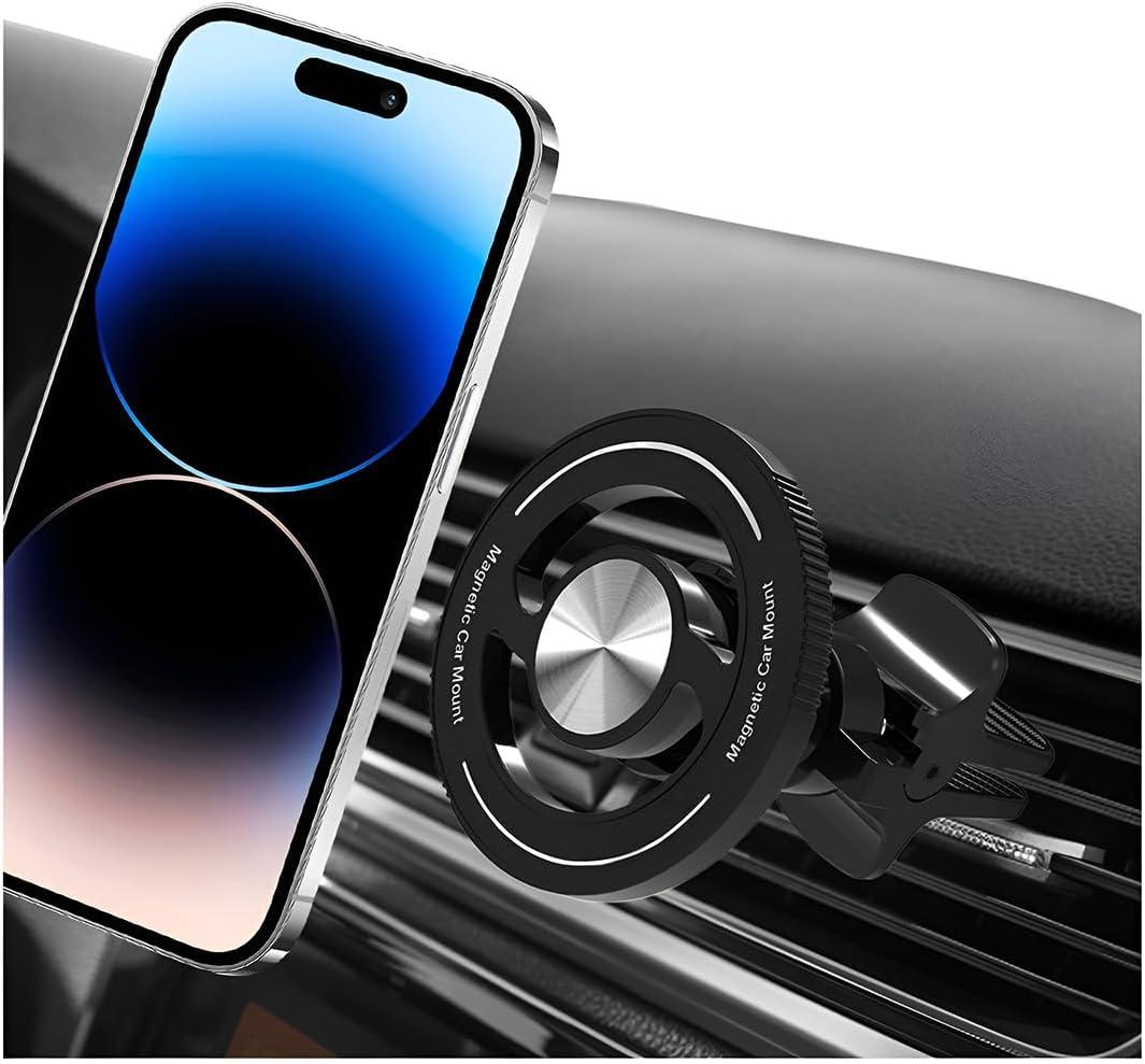Car Magnetic Phone Holder, 360 Adjustable HandsFree Vehicle Air Vent Cellphone Mount with Clip, Strong Magnet Auto Mobile Phone Holder, Universal for 15 14 13 Pro Max