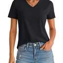MAGCOMSEN Women's Short Sleeve T Shirt Black L (Black)