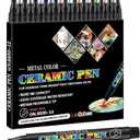 Permanent Marke Ceramics Pens 24 Colors Porcelain Paint Brush Pen for Both Glazed and Unglazed Ceramics Christmas Decoration Wine Markers for Adults
