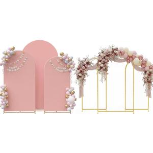 Toolterritary Set of 3 Metal Arch Backdrop Stand with Cover Set, (7.2FT, 6.6FT, 6FT Wedding Arch and Cover Set), Backdrop Arch for Party, Baby Shower, Birthday, and Graduation Ceremony