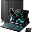 TUNKARMOR for iPad 9th / 8th / 7th Generation 10.2 inch & iPad Air 3rd Gen & iPad Pro 10.5 inch Case with Keyboard 7 Color Backlit  Built in Pencil Holder with Mouse (Black)