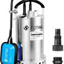 FOTING Full 304 Stainless Steel Sump Pump with Float Switch - 1HP 4600GPH Automatic Submersible Water Pump Fast Water Removal in Pools, Basements, Sewage, Hot Tubs Heater Flush Pit, ponds w/ 10FT Cord