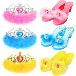 Princess Dress Up Shoes Set, Girls Role Play Dress Up Toys,Toddler Pretend Play Crown Kit Gift Set for Little Girls Aged 3-6 Years Old