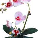 Forlaoers 17" White Fake Orchid in Vase Artificial Orchids That Look Real with Pot Artificial Flowers for Home Decor Indoor Office Bathroom Decoration Table Centerpieces, A8:white B Orchid With Vase