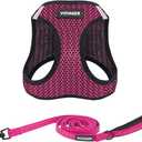Voyager Step-in Air All Weather Mesh Harness and Reflective Dog 5 ft Leash Combo with Neoprene Handle, for Small, Medium and Large Breed Puppies by Best Pet Supplies - (Fuchsia 2-Tone) Trim, X-Large (XL (Chest: 20.5 - 23"))