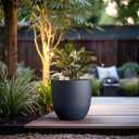 Kante 18 Inch Dia Round Concrete Planter, Indoor Outdoor Large Plant Pot with Drainage Hole and Rubber Plug for Home Patio Garden, Charcoal