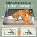 FURTIME Stainless Steel Litter Box with Lid, High Sided Metal Litter Box