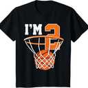 Kids 2nd Birthday Shirt Boy Basketball Kids Two Year Old Birthday TShirt, Black, 3T