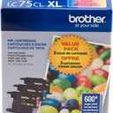 Brother LC753PKS XL High Yield 3 Pack - 1 Each LC75C, LC75M, LC75Y Ink, Yellow/Cyan/Magenta (Colors)