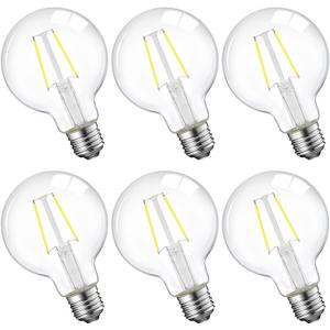 E ENERGETIC LIGHTING Dimmable G25 LED Light Bulb, G25 (G80) Clear Glass Globe Bulb, 60W Equivalent, 5000K Daylight, Christmas Light, E26 Standard Base, UL Listed, 6-Pack