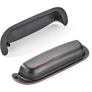 khtumeware 2 Pack 4"(102mm) Hole Center Retro Drawer Pulls Oil Rubbed Bronze Cabinet Bin Cup Pulls Bathroom Hardware Cabinet Handles Drawer Handles Knobs