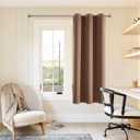 ChrisDowa Small Window Curtains 50 inches Long for Bedroom - Grommet Short Thermal Insulated Room Darkening Curtains for Kitchen (1 Panel, Cappuccino, 29 x 50 Inch)