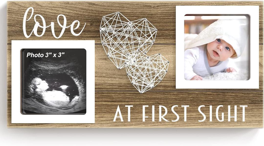 Baby Sonogram Picture Frame for 3" x 3" Ultrasound Photo - Pregnancy Announcements Ideas - Gender Reveal Baby-Shower Gift - New Mom Expecting Parents to Be Keepsake Gifts - Nursery Dcor (2-Opening Baby Picture Frame 3" x 3")