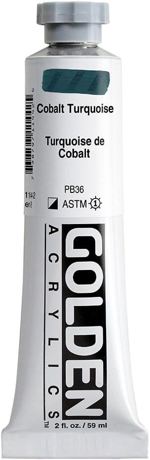 Heavy Body Acrylics by GOLDEN, Cobalt Turquoise, 2 fl. oz. Tube, Professional Acrylic Paint, Semi-Opaque