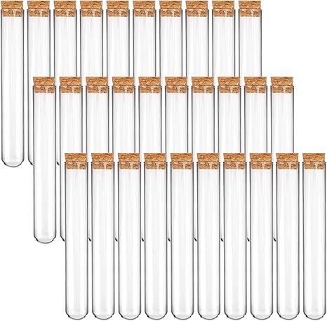 DEPEPE 30pcs 13ml Glass Test Tubes with Cork Stoppers, 15x100mm Small Clear Glass Test Tubes for Scientific Experiments, Plant Propagation and Holiday Gifts
