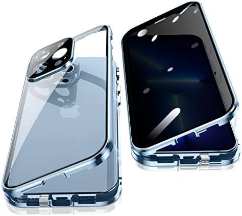 Anti Peeping Case for iPhone 15 Pro Max, Jonwelsy 360 Degree Front and Back Privacy Tempered Glass Cover, Anti SPY Screen, Anti Peep Magnetic Adsorption Metal Bumper