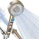 Filtered Shower Head with Handheld, High Pressure 4 Spray Mode Showerhead with Filters, Water Softener Beads for Hard Water with ON/OFF Switch for Pets - Remove Chlorine (Golden, 5 Inch Panel)